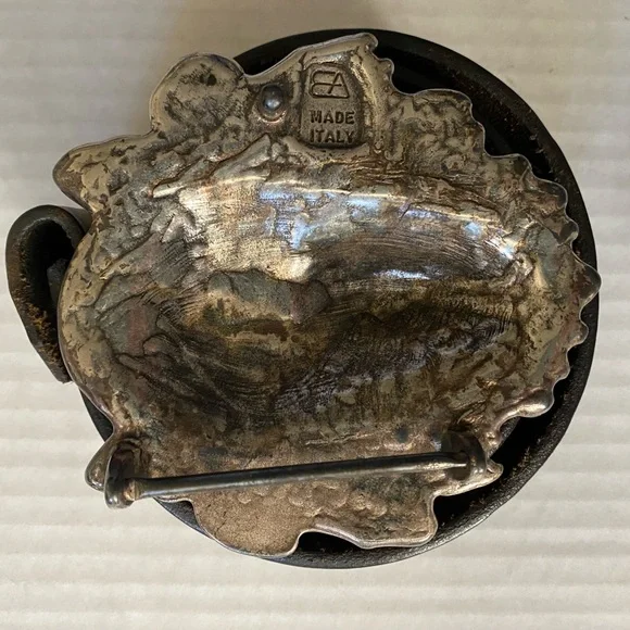 VINTAGE Silver Metal Lion's Head Belt Buckle with Belt Size 34 - Picture 4 of 16